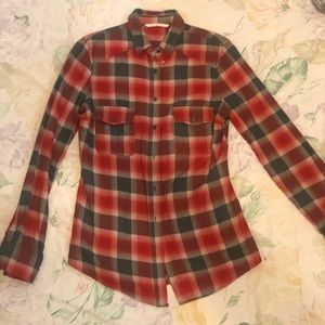 Red flannel checkered long sleeve shirt